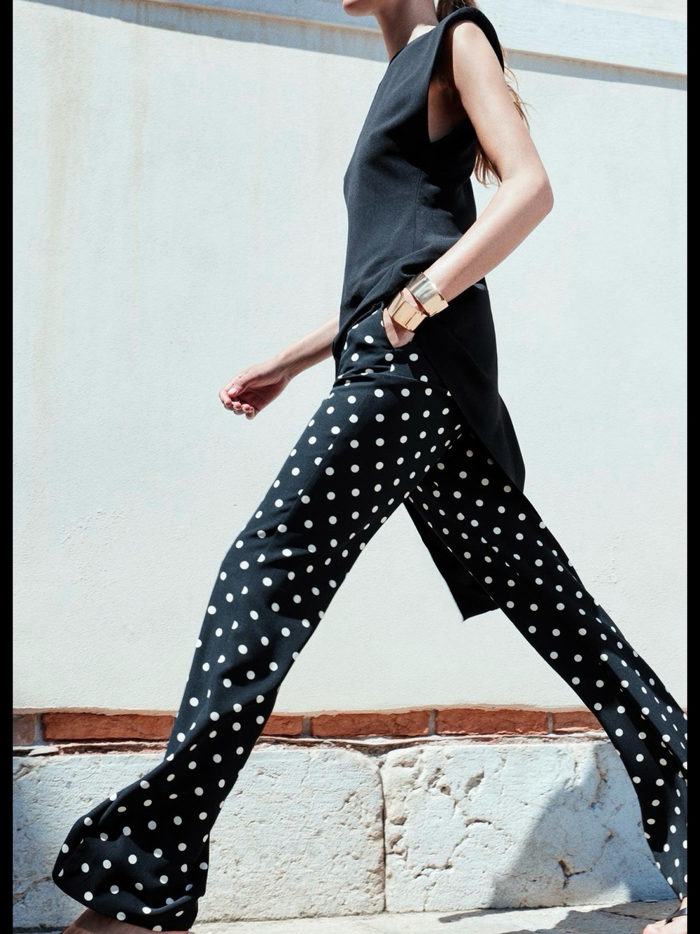 Zara Black Wide-Leg Polka Dot Pants NWT ❗️